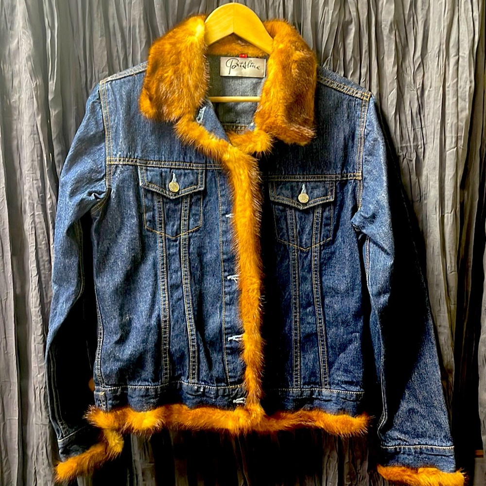 Denim fur jacket